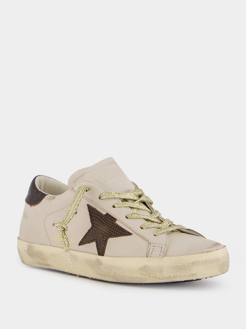 White Super-Star Sneakers With Lizard-Printed Star